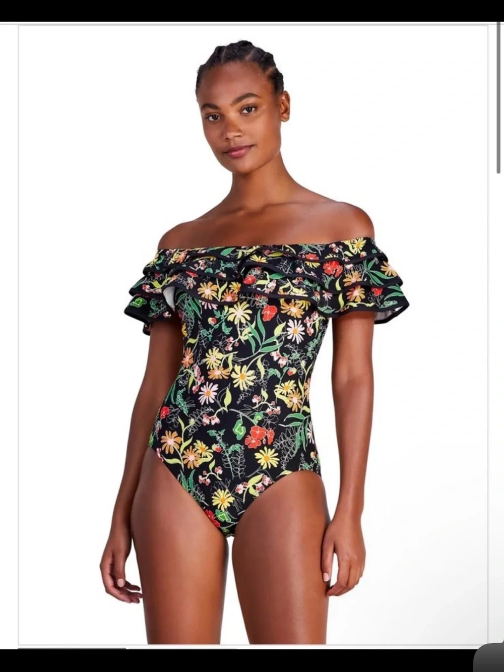 Kate Spade Ruffle Off The Shoulder One Piece Swimsuit - Rooftop Garden NWT
